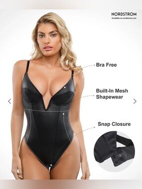 NWOT POPILUSH  Shapewear Faux Leather Plunging V Sculpting Corset Bodysuit